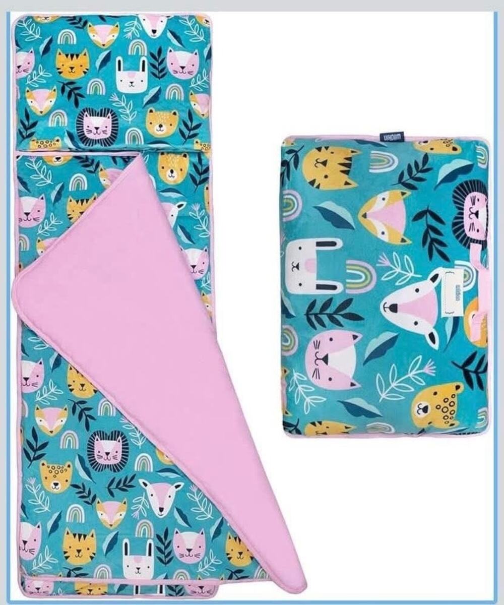 NWT Wildkin: Velour Nap Mat Turquoise Lion and Tigers Rainbow